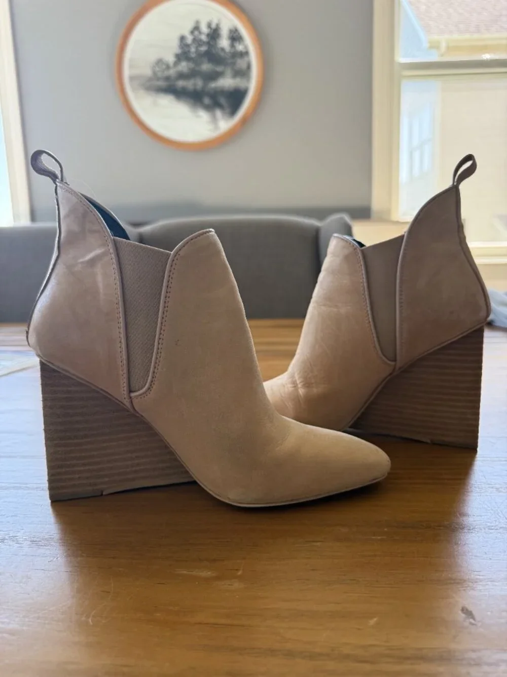 Jeffrey Campbell Brown Wedge Ankle Boots Size 6.5
